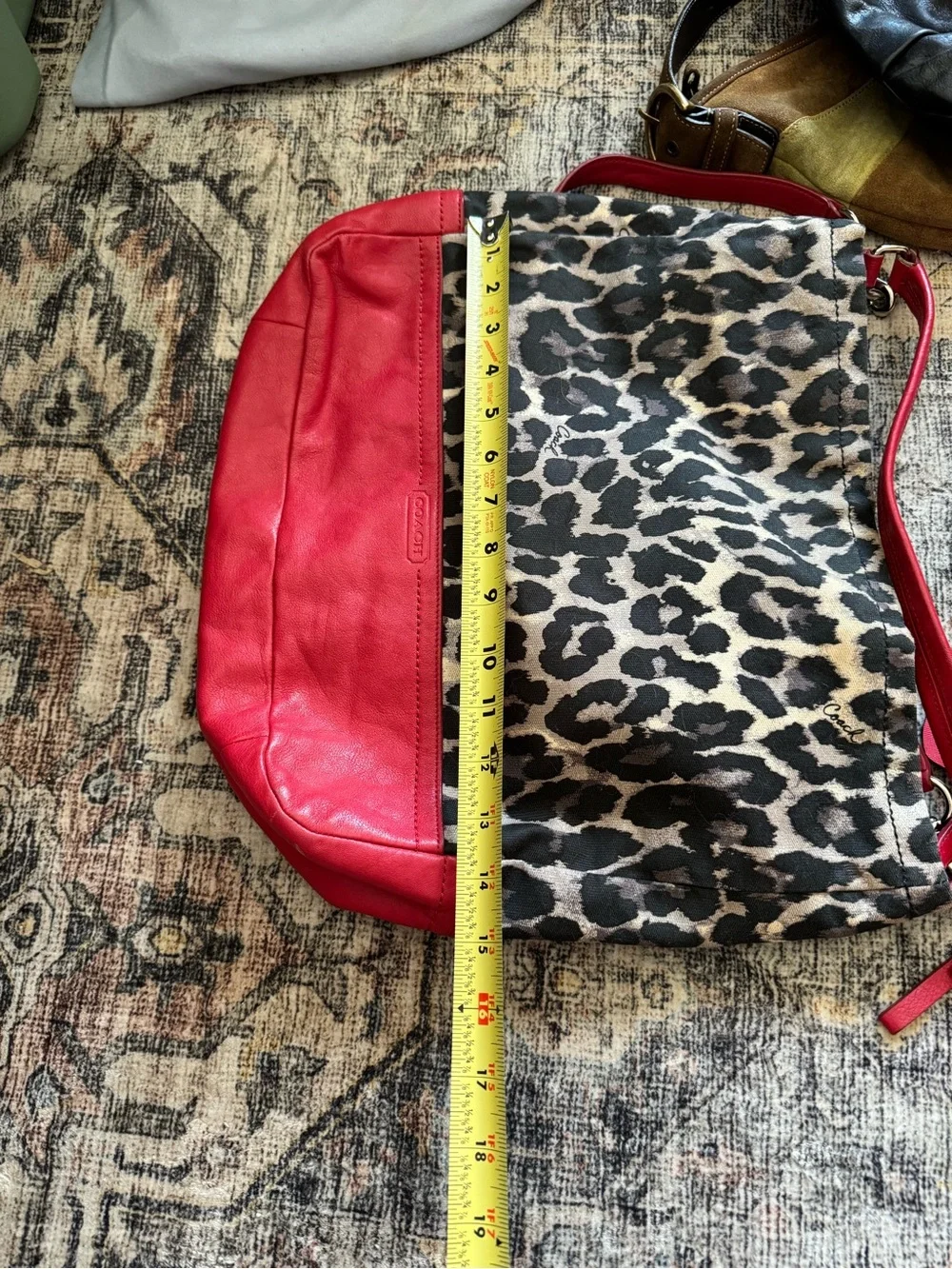 Coach Leopard Print and Red Leather Hobo Bag
